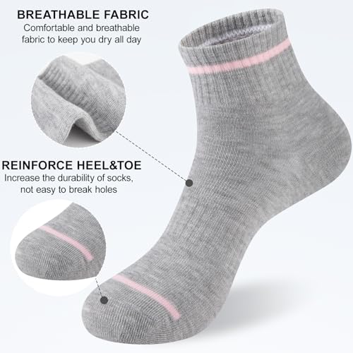 Heatuff Women's Ankle Quarter Socks 9 Pairs - Black, White, Grey | Thin Casual Athletic Gym Crew Socks