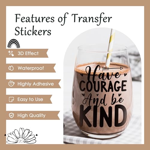 Mental Health Stickers for 16 oz Glass Water Bottle - Boho Chic