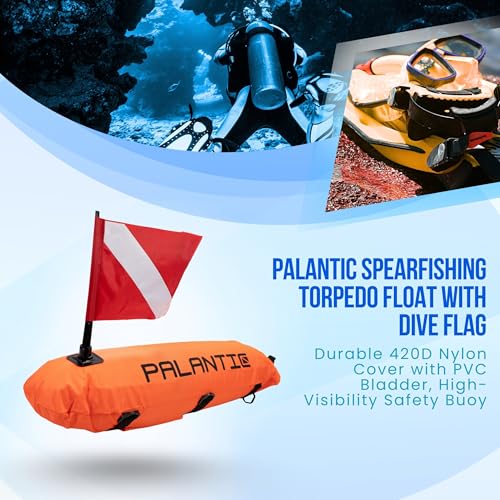 Torpedo Float with Dive Flag - High-Visibility Spearfishing Buoy for Scuba & Freediving