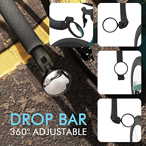 Bike Mirrors,Bike Bar End Mirror, HD Glass Convex Lens Bicycle Rearview Mirror, Safe Cycling Rearview Mirror, Easy to Install