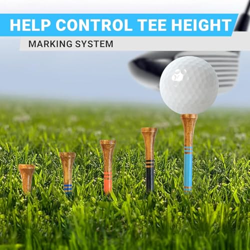 MYKUJA Wooden Golf Tees 2-3/4 Inch Pack of 100 - Durable Multicolor Practice Tees for Men & Dad