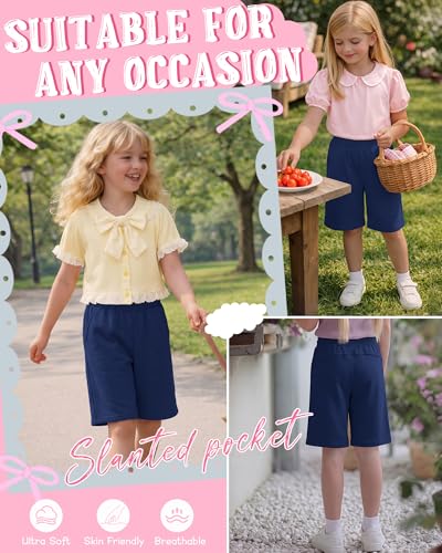 Girls' Wide Leg Bermuda Shorts - Haze Blue, 9-10 Years