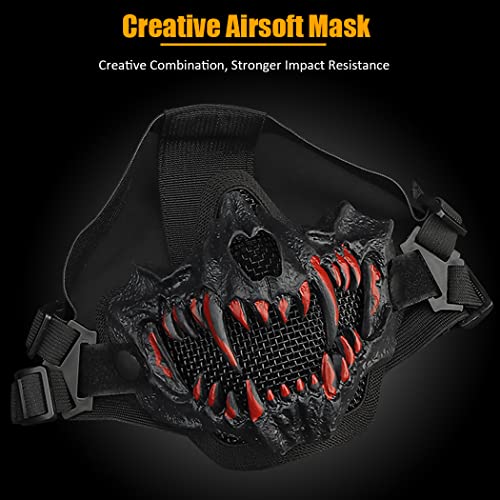 Tactical Airsoft Half Face Mask - Black Skeleton Design