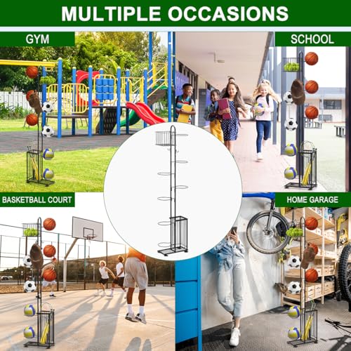 7-Tier Sports Equipment Storage Rack with Baskets for Balls & Gear