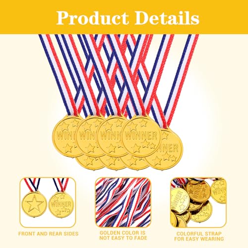 30-Pack Gold Medals for Kids - Plastic Winner Awards