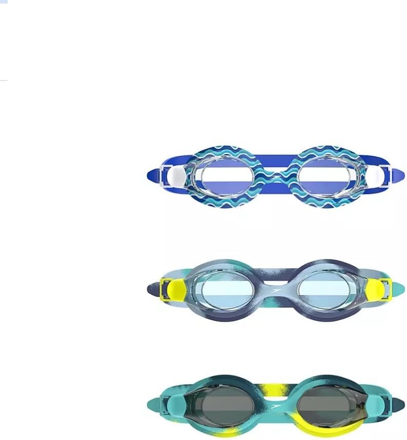 Speedo Kids Swim Goggles - 3 Pairs in Blue & Green for Ages 3-10 | Comfortable Fit & Clear Vision