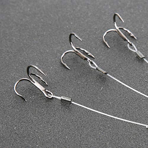 Haosie 6PCS Treble Fishing Hooks for Walleye Bass Lure Fishing