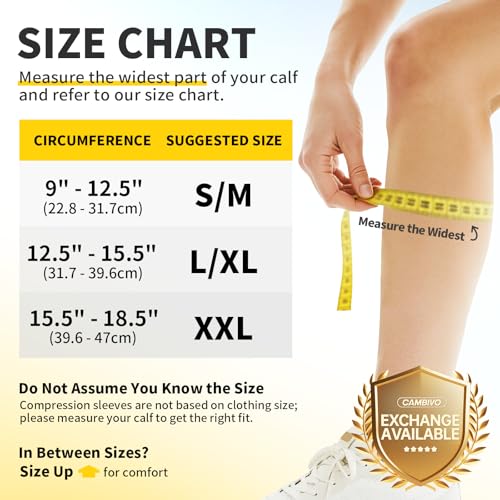 CAMBIVO Calf Compression Sleeve for Men Women Footless
