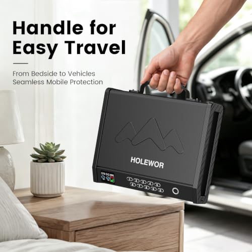 Biometric Handgun Safe with Handle - Portable Quick Access for 2 Pistols