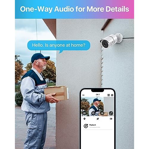 ZOSI 2MP 1080P HD-TVI CCTV Home Security Camera with Audio, Built-in Mic, IP66 Weatherproof, Night Vision, Indoor Outdoor Surveillance Camera, Only Compatible for ZOSI 3K Lite Analog DVR - White