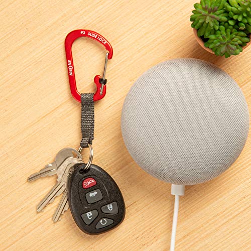 SlideLock Key Ring Carabiner with Webbing - Red