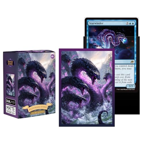 Katomula 100 MTG Card Sleeves with Inner Sleeves - Textured Back, Standard Size, Nightmare Hydra Theme