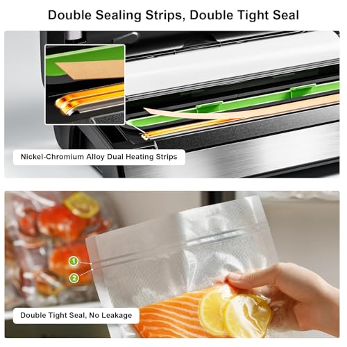 Vacuum Sealer Machine with Double Heat Seal & Built-in Cutter