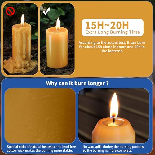 NOMFIX 20-Pack Natural Beeswax Emergency Candles, 3.1 x 1.3 in, 15+ Hour Burn
