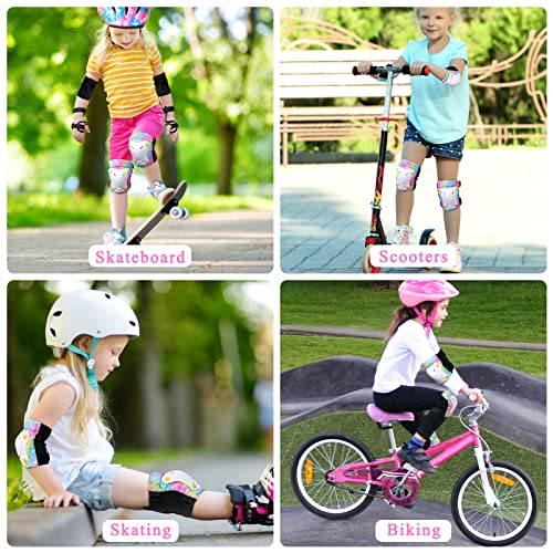 Adjustable Kids Protective Gear Set - Knee, Elbow & Wrist Pads - Rainbow Small