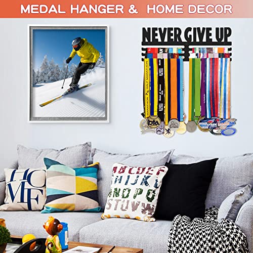 Medal Display Hanger - Never Give Up Wall-Mounted Hook Rack