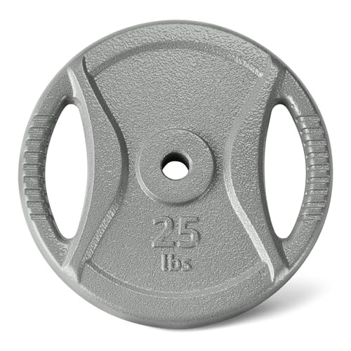 Amazon Basics 25 lb Grip Weight Plate, 1-Inch Center Hole – Cast Iron, Standard Barbell