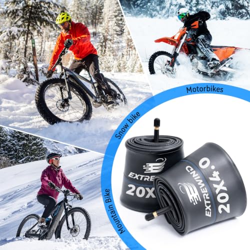 20x4.0 Fat Bike Inner Tubes with AV40 Schrader Valve - Heavy Duty, Pack of 2