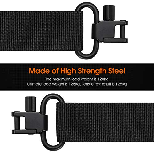 Sling Swivels 4-Pack - 1 Inch Two-Point Sling Attachment - Black