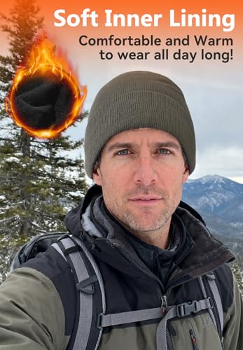 Fleece Lined Beanie for Men & Women - Warm Black One Size
