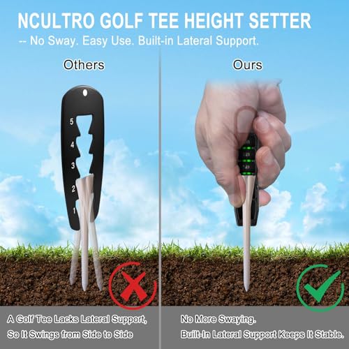 Golf Tee Height Setter - 6 Adjustable Settings, Black