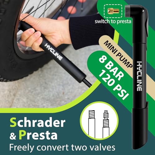 Portable Mini Bike Pump - 120 PSI Inflator for Schrader & Presta Valves