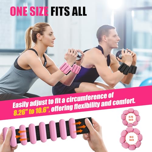 Light Pink Adjustable Wrist & Ankle Weights Set for Women - 2 lbs Fitness Equipment