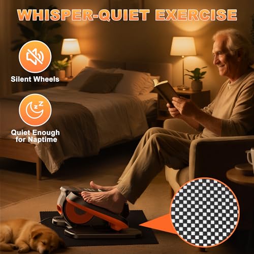 Low Impact Under Desk Elliptical Trainer - Quiet Electric Leg Exerciser - Black