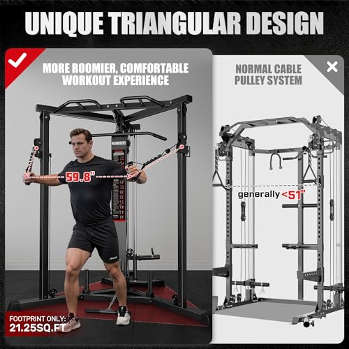 Cable Crossover Machine with High & Low Pulley System - Black
