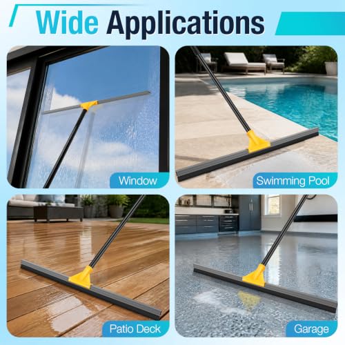 Yellow 30-Inch Heavy Duty Floor Squeegee for Concrete Water Removal - SOBONNE