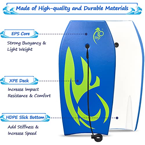 Lightweight Body Board with EPS Core - 33-Inch Blue