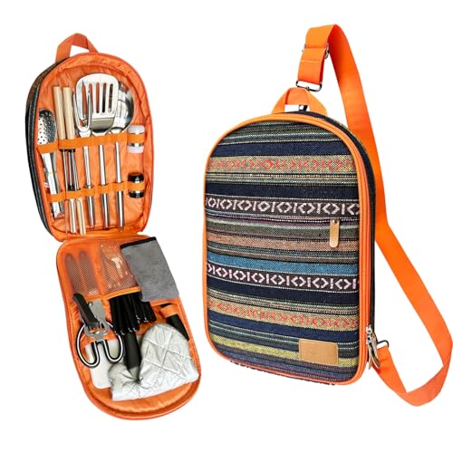 National Style 31-Piece Camping Utensil Set with Storage Bag - Camping Cooking Gear for RV, Tent, Grill