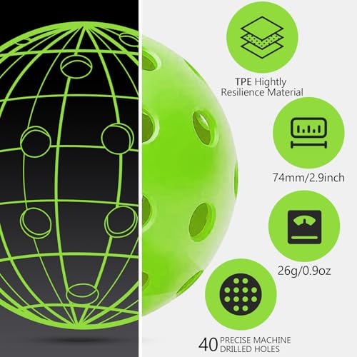 Navona 48 Pack Premium Outdoor Pickleball Balls - Green 48Pack, USAPA Standard