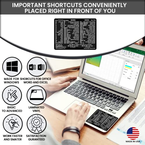 Keyboard Shortcut Sticker for Microsoft Word/Excel - Black