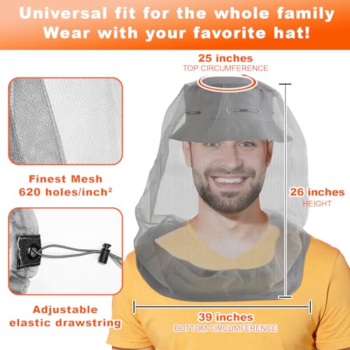 South to East 2-Pack Mosquito Head Net for Adults – Grey, 620 Holes per Sq Inch