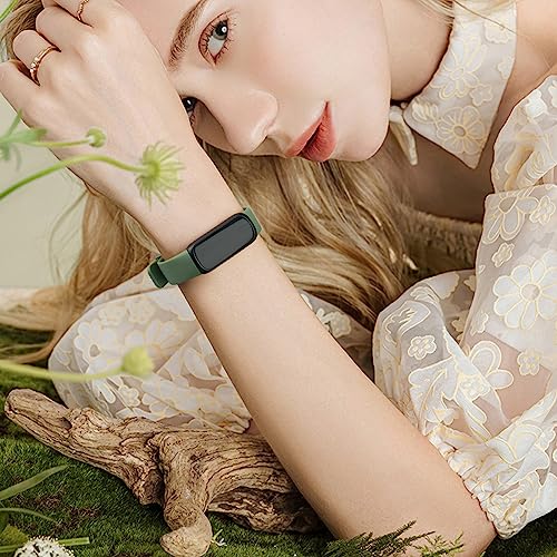 Silicone Bands for Fitbit Inspire 3 - 3 Pack Adjustable Straps - Black, Abyss Blue, Avocado Green