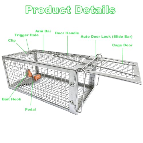 SARSTRY Humane Rat Traps 2-Pack Silver, Live Cage Catch & Release, Indoor Outdoor
