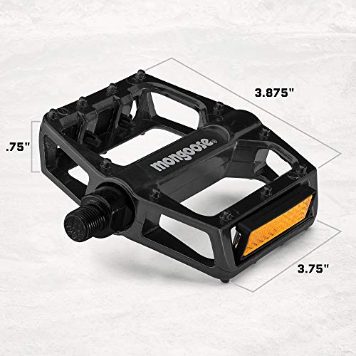 Mongoose Adult Mountain Bike Pedals, Set of 2, Lightweight Alloy with Reflectors