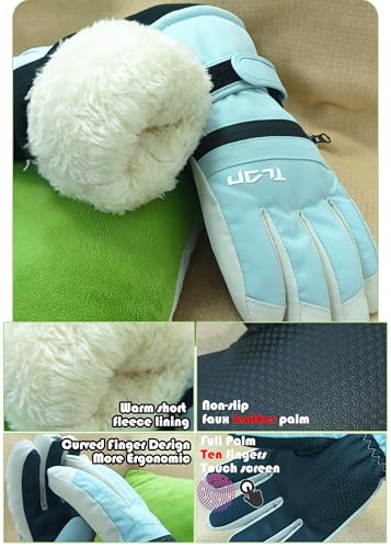 Youth Waterproof Winter Ski Gloves - Black, Size S (9.8x4.3in)