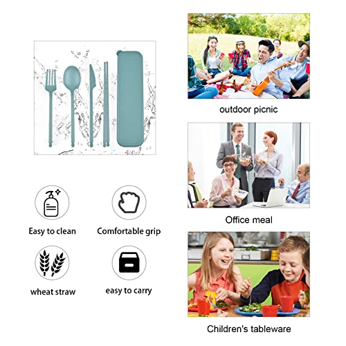 Camping Utensils Set, Reusable Set with Case, Plastic Cutlery