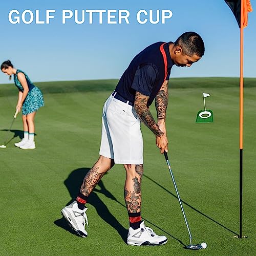 Indoor Golf Putting Green Set - 2 Pack Cups with White Flag