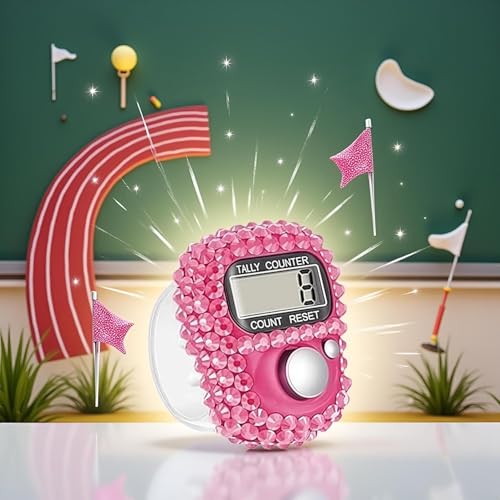 Electronic Finger Tally Counter - Resettable Digital Lap Counter - Pink