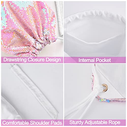 MHJY Sparkly Reversible Sequin Drawstring Backpack for Sports Gym