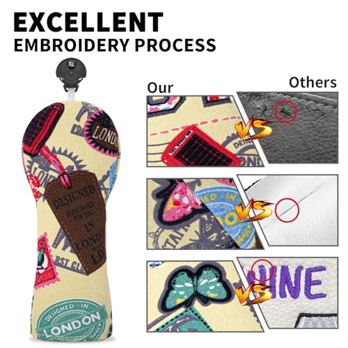 Golf Printing Head Cover Butterfly Pattern Fabric Design Golf Club Headcovers Set Fits Driver Fairway Wood Hybrid Utility Putter Iron Wedge Headcover