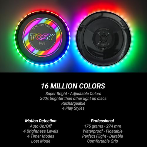 RGB Flying Disc with 16 Million Colors - Rechargeable & Waterproof