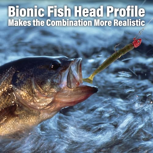 Dr.Fish 1oz Swimbait Jig Heads Firetiger – 3D Eyes, High Carbon Steel Hooks, Saltwater Surf Lures (10 Pack)