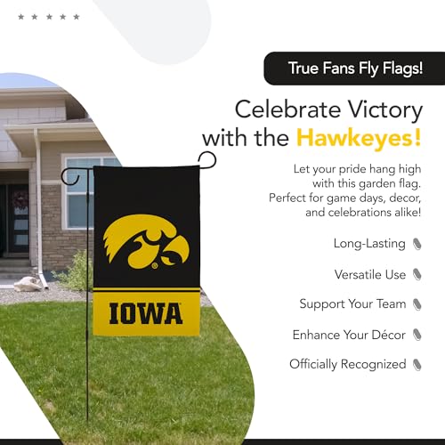 Victory Corps NCAA Licensed Iowa Hawkeyes Garden Flag - Black 12 x 18 inches