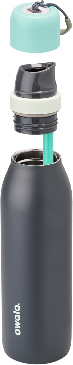 Owala FreeSip Insulated Stainless Steel Water Bottle - BPA-Free 18 oz with Straw for Sports & Travel - Blue/Grey