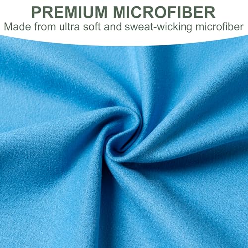 Aegero Microfiber Camping Towel Set XL 40x70 + 12x24 Inch Blue - Quick Dry & Ultra Soft Travel & Beach Towel
