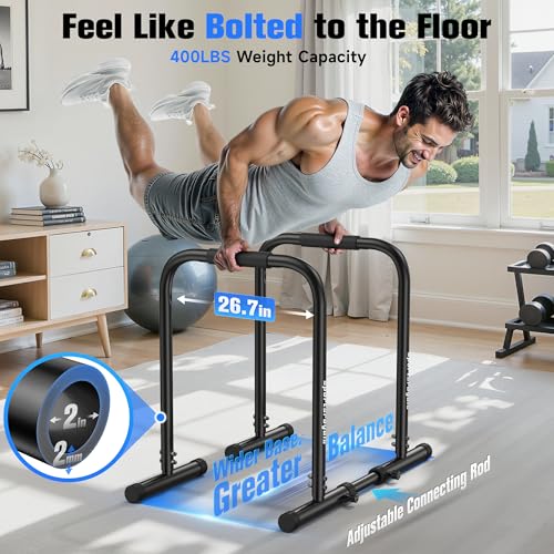 Adjustable Dip Bar Station - Heavy Duty Parallette - Black